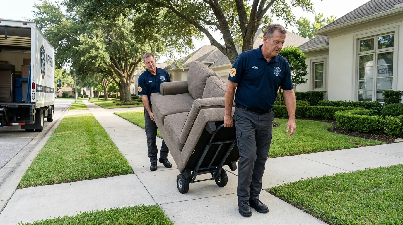Local residential moving crew loading furniture in New Albany, MS