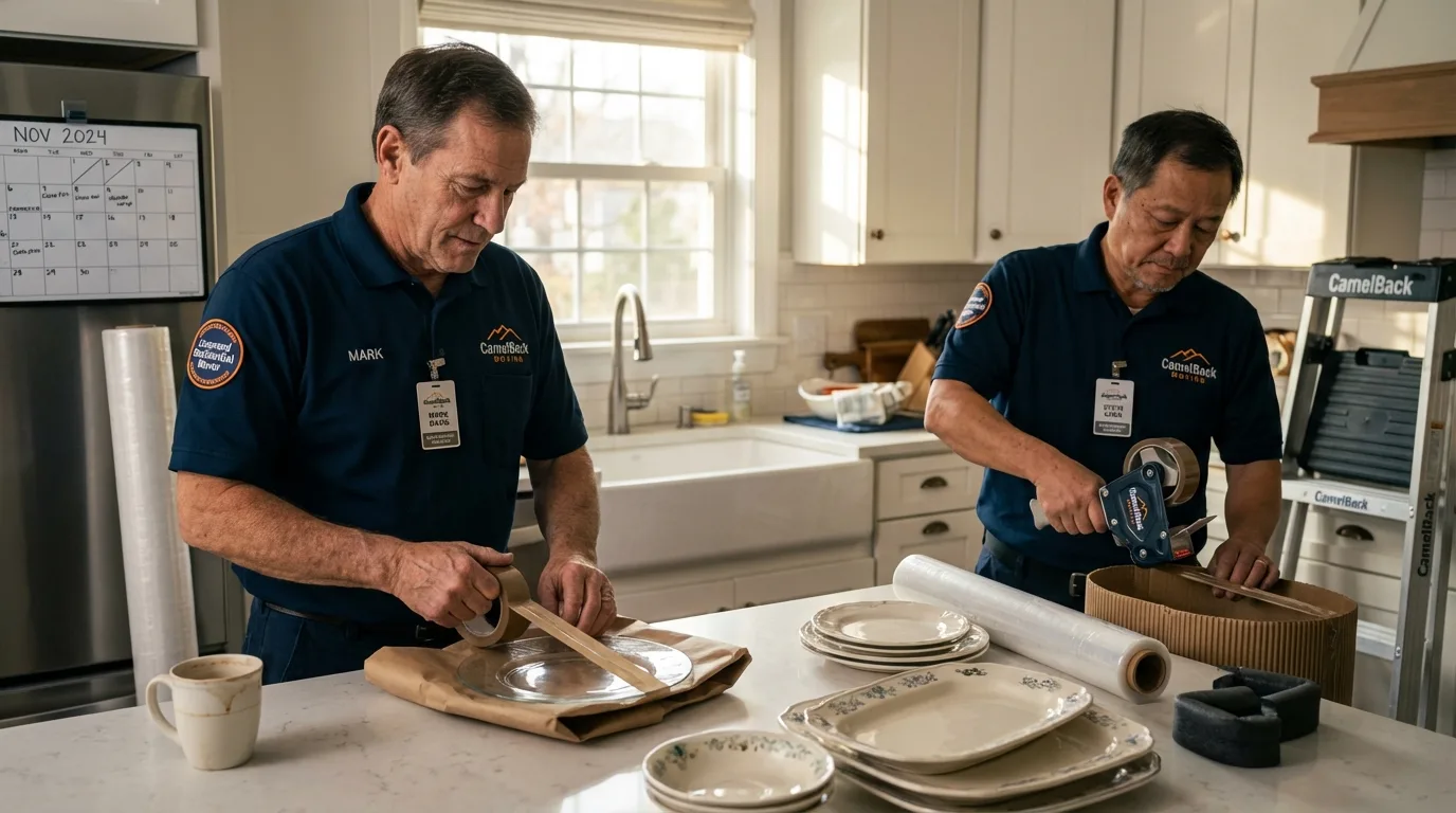 Professional crew packing kitchen dishware in New Albany, MS